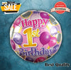Girl's Happy 1st Birthday Balloon 18" MYLAR Balloon - Shop-bestdealz